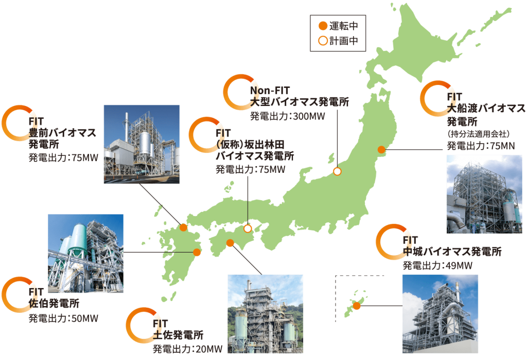 バイオマス発電所を運転中